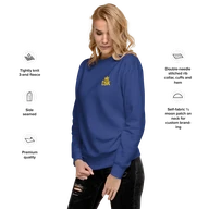 TSK Logo Unisex Premium Sweatshirt — Team Royal — Feature callouts