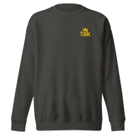 TSK Logo Unisex Premium Sweatshirt — Vintage Black — Plain front