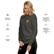 TSK Logo Unisex Premium Sweatshirt — Vintage Black — Feature callouts