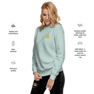TSK Logo Unisex Premium Sweatshirt — Agave — Feature callouts