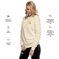 TSK Logo Unisex Premium Sweatshirt — Bone — Feature callouts