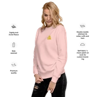 TSK Logo Unisex Premium Sweatshirt — Light Pink — Feature callouts