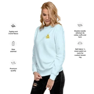 TSK Logo Unisex Premium Sweatshirt — Sky Blue — Feature callouts