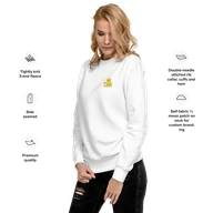 TSK Logo Unisex Premium Sweatshirt — White — Feature callouts