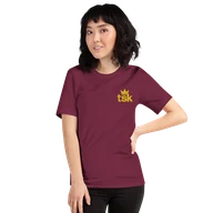 Classic Lightweight TSK Logo Unisex T-Shirt — Maroon — Woman